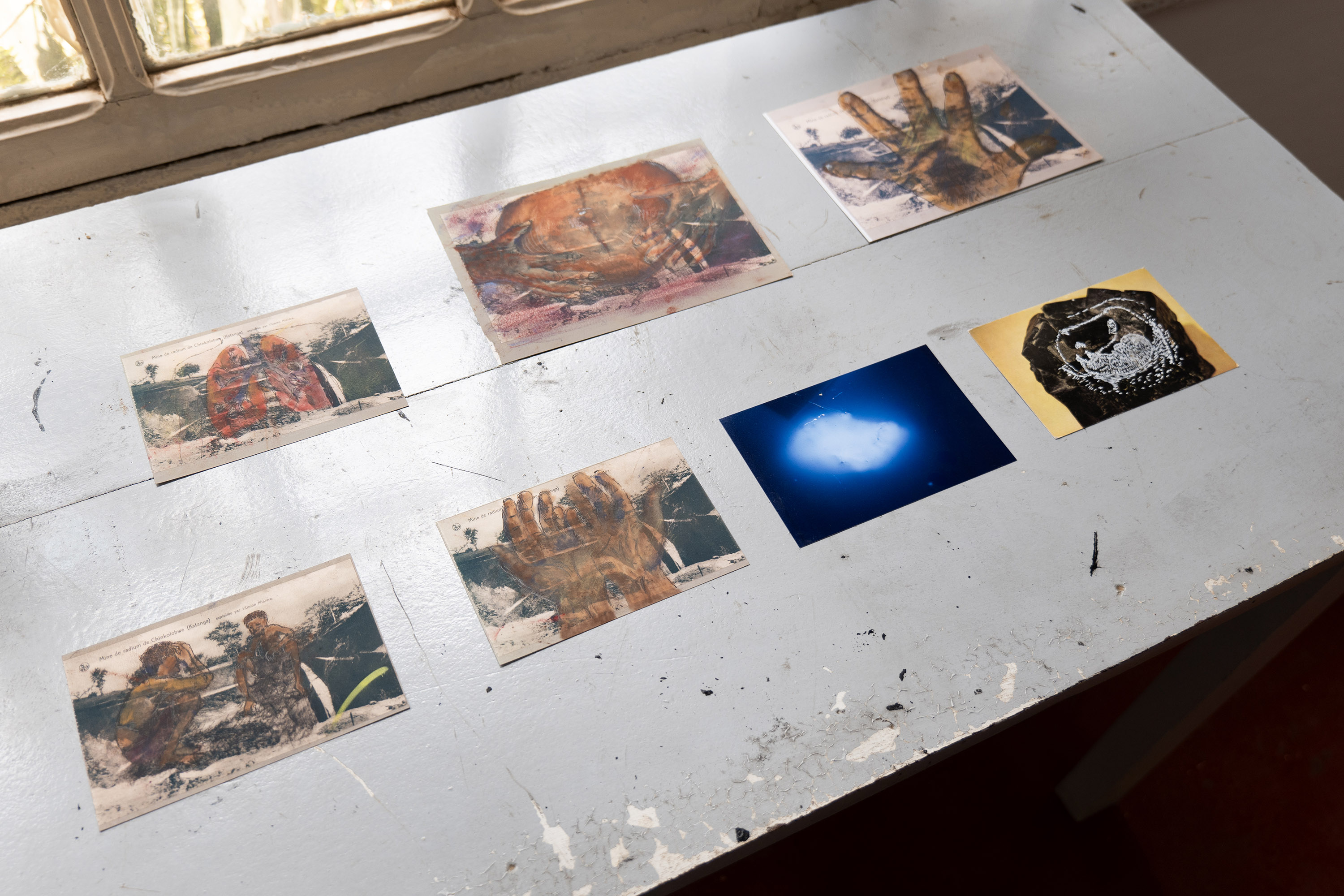 Toshie Takeuchi, A postcard drawing series, part of 'Refuturing the Soil 2. – Mapping the other side of modernity and peace, guided by the radioactivity of Shinkolobwe’s uranium ore'